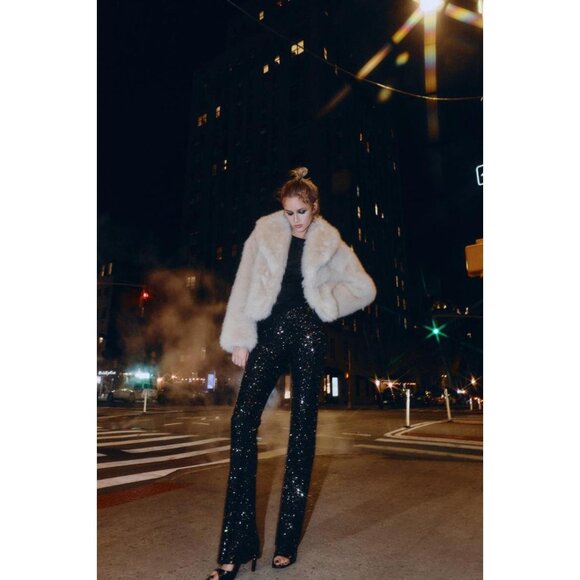 ZARA FLARE SEQUIN LEGGINGS - Picture 2 of 10